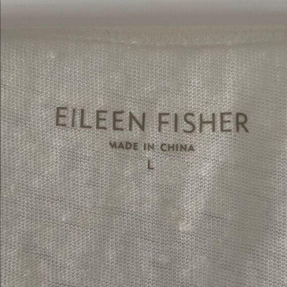 Eileen Fisher White Linen Tank Top with Silver Metallic Accents - Picture 2 of 7